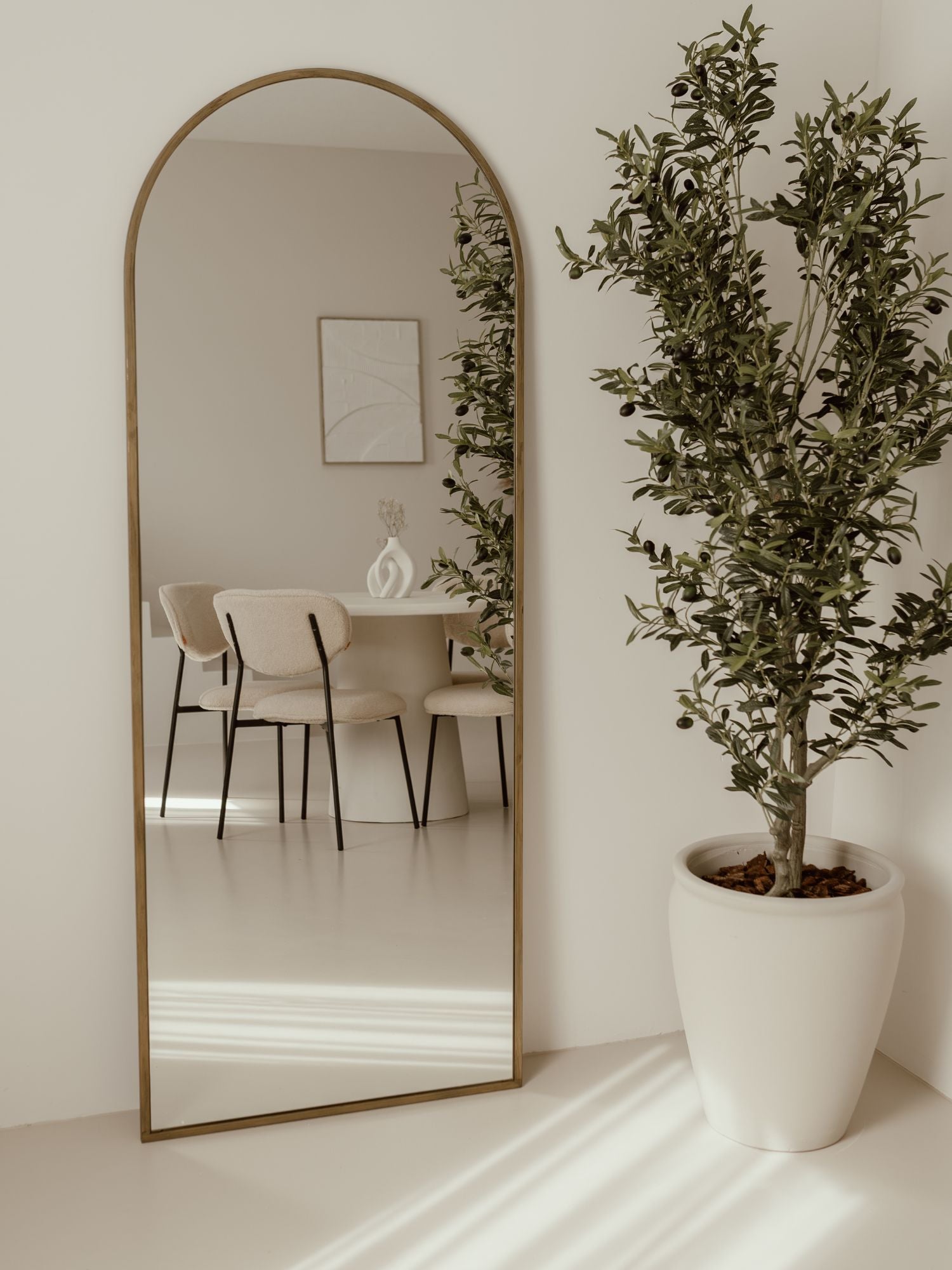 Large Freestanding Oval Mirror 71" × 27.5" – Black & Gold