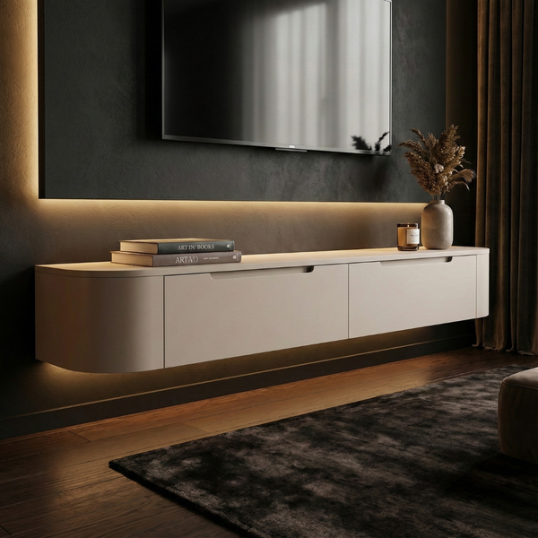 MIYOKO™ Taupe Japandi Floating TV Stand – 71