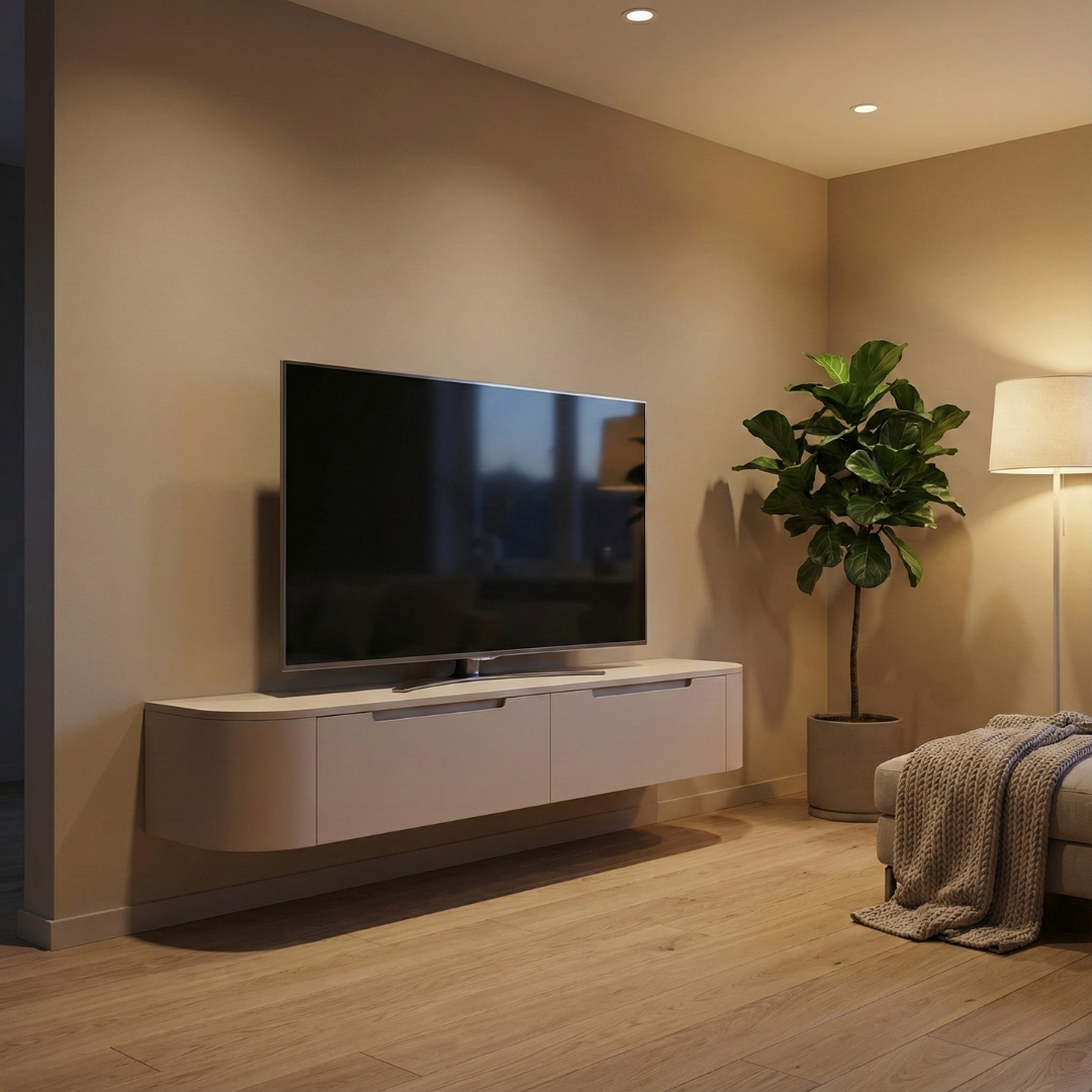 MIYOKO™ Taupe Japandi Floating TV Stand – 71"