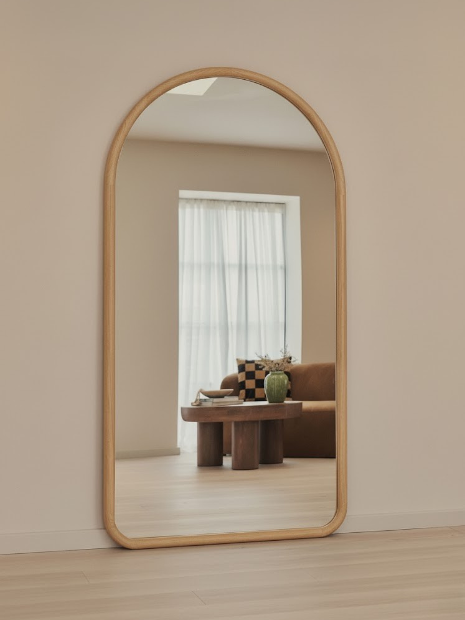 Amélie Natural XL – Solid Wood Arch Mirror 70.9" x 39.4"