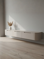 MIYOKO™ Taupe Japandi Floating TV Stand – 94.5"