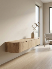 MIYOKO™ Oak Japandi Floating TV Stand – 106"