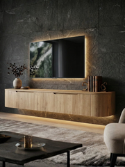 MIYOKO™ Oak Japandi Floating TV Stand – 71"