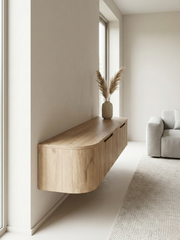 MIYOKO™ Oak Japandi Floating TV Stand – 71"